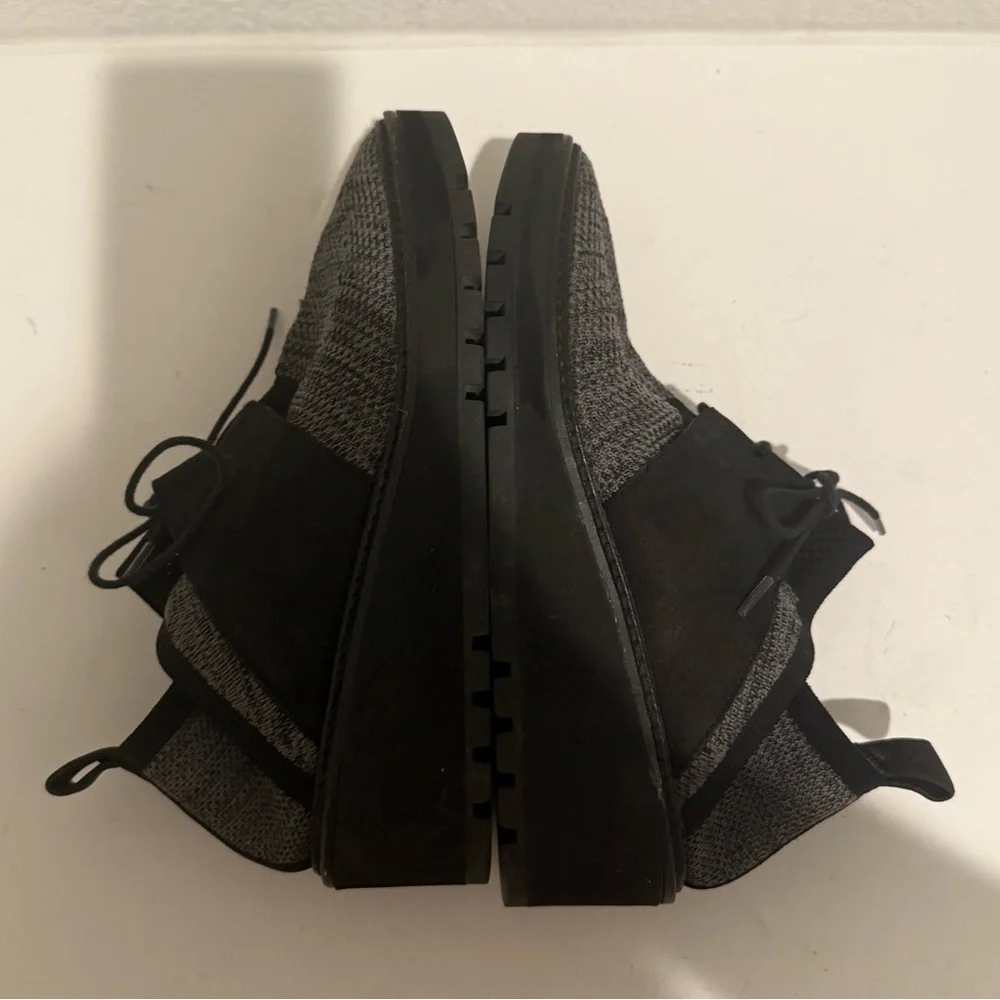 Eileen Fisher Wilson Knit Black Graphite Gray Lace Up Platform Wedge Sneaker 7.5